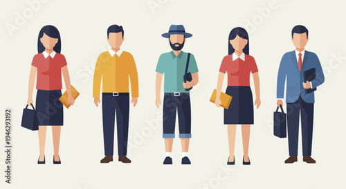 Diverse Group of People Standing Together Representing Various Professions and Lifestyles.