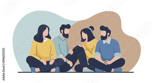Diverse group of young adults sitting together in a casual setting.