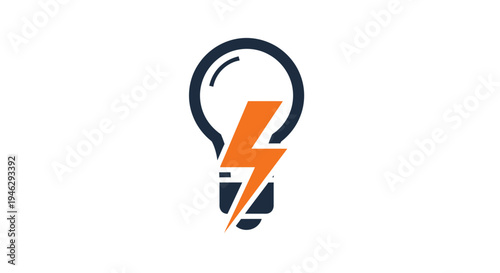 Minimalist Lightbulb and Lightning Bolt Logo for Energy, Innovation, and Creative Ideas