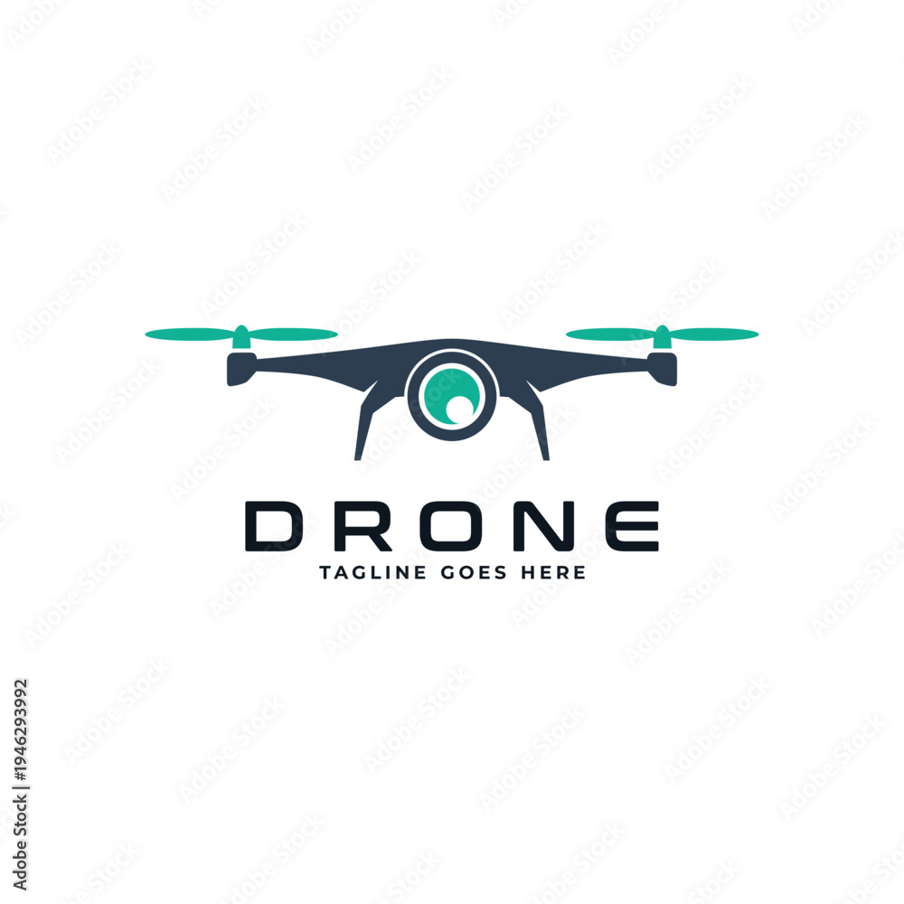 Fototapeta premium drone logo design with camera and propeller icon
