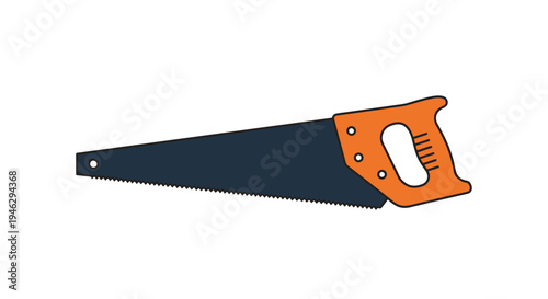 Carpenter Handsaw Icon Isolated on White Background - Professional Wood Cutting Tool Vector Illustration for Home Improvement and Construction Projects