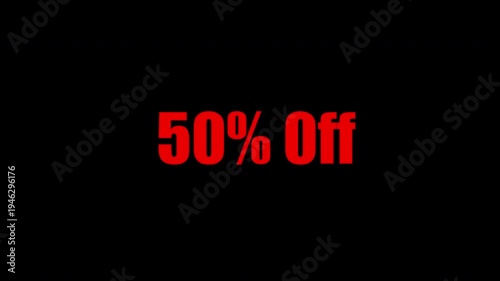 50 Percent Off Sale Text on Black Background – Big Discount Promotion