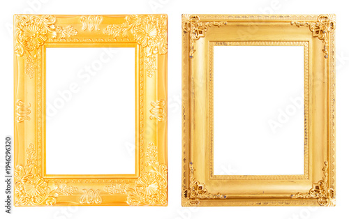  gold picture frame. Isolated on white background