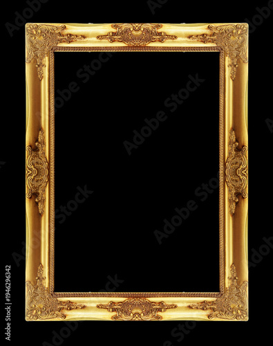 Gold picture frames. Isolated on black  background