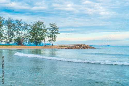 Naratouch beach at sunrise in Narathiwat province southern of Thailand.