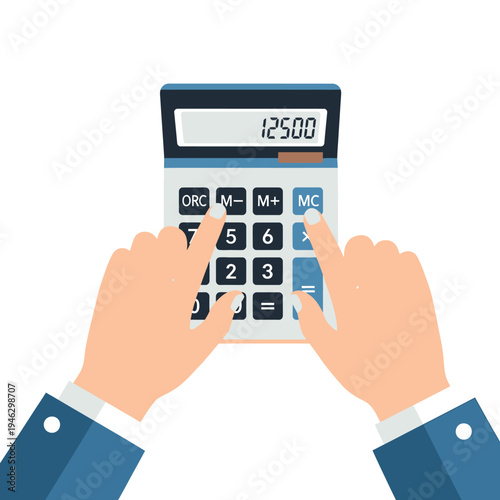 Hands Using Calculator for Financial Calculations