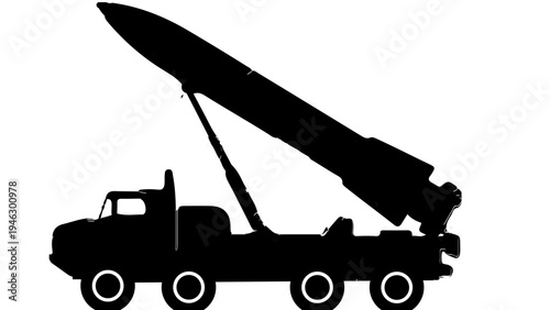 Military vehicle carrying missile ready for battle,Armored missile launcher vehicle in combat scene,Tactical military truck transporting missile weapon