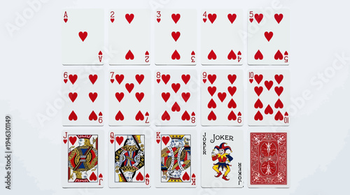 Complete Deck of 52 Playing Cards Vector | Spades Clubs Hearts Diamonds | Full Standard Poker Vector Set | Educational Probability Illustration | Casino Game Design Vector Artwork