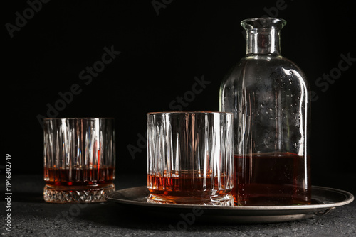 Glasses and bottle of cold ...