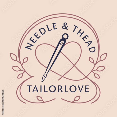 A stylish and minimalist logo for Needle and Thread Tailorlove, a creative business focused on sewing and tailoring.