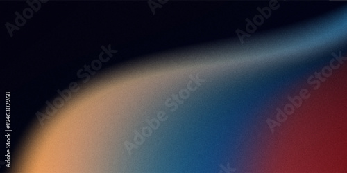 Dark blue orange red grainy texture background abstract vibrant color wave shape black backdrop noisy wide banner header design