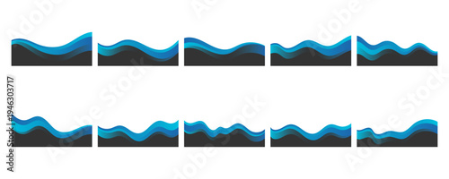 Abstract Modern Wavy Footer Decoration Set