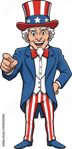 Cuadro en lienzo Uncle Sam Character Pointing Forward for Patriotic Messages and Election Campaig