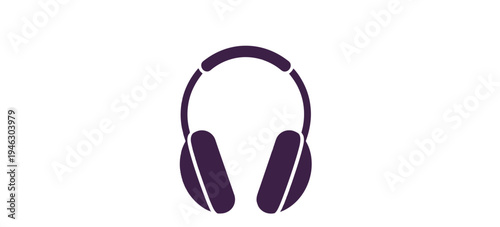 Purple Headphones Icon on White Background.