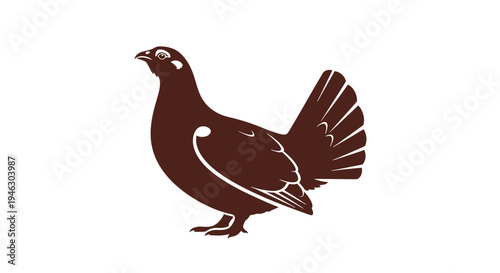 Brown Pheasant Silhouette Illustration with White Accents.