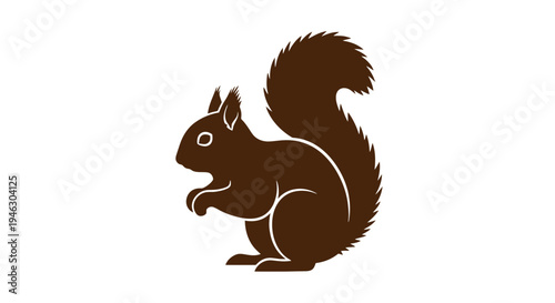Brown Squirrel Illustration with White Outline.