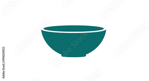 Teal Ceramic Bowl on White Background.