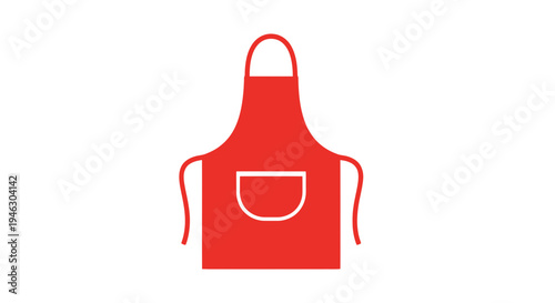 Red Apron with Pocket Illustration Design.