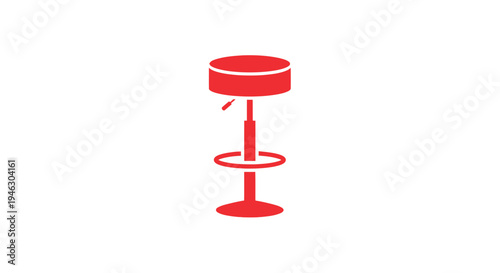Red Adjustable Height Stool with Footrest.