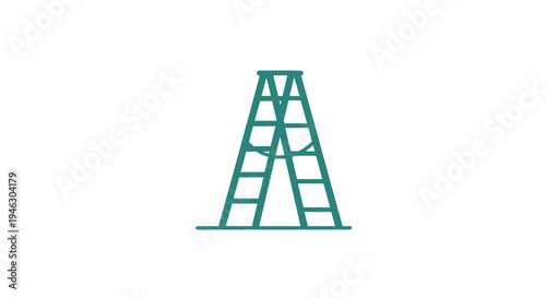 Green Metal A Frame Ladder Illustration.