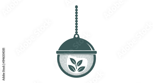 Tea Infuser with Leaves Inside Hanging.