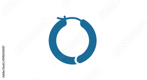 Blue Metal Huggie Earring Closeup.