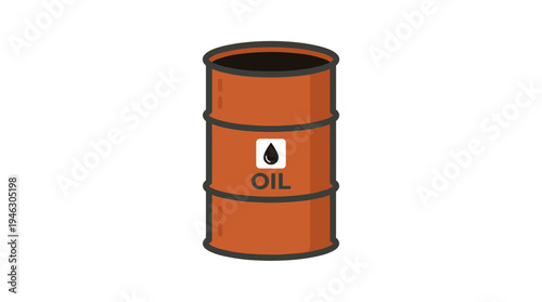 Orange Oil Drum with Drop Symbol and "OIL" Text