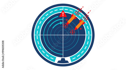 Radar screen shows incoming missiles with alert and danger signals.