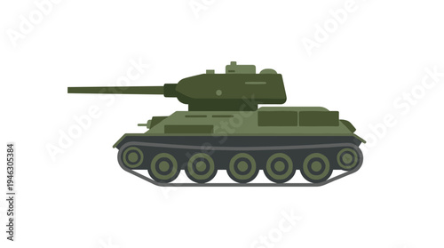 Green military tank vector illustration