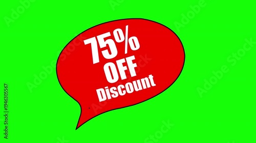 75 Percent Off Discount Badge on Green Background – Sale Promotion Label