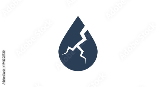 Cracked Oil Drop Icon - Flat Design Vector Symbol