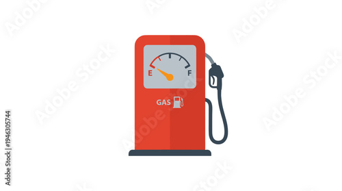 Empty gas pump illustration with a low fuel gauge