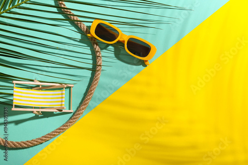 Stylish yellow sunglasses w...