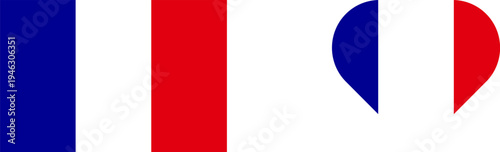 France Flag and French Heart Icon Vector, National Flag Symbol. isolated on transparent background.eps