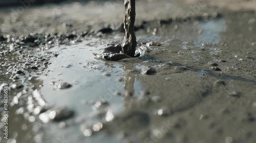 Pouring Wet Concrete Mix for Construction and Building Projects.