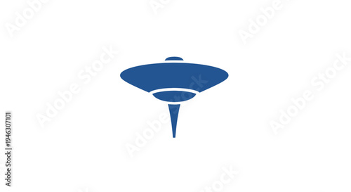 Blue Flying Saucer Iconic Simple Design.