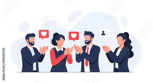 Business people clapping hands, celebrating success, teamwork, appreciation, positive feedback