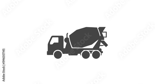 Cement Mixer Truck Silhouette Illustration.