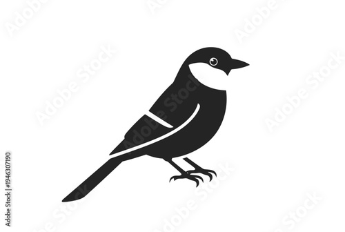 Black and White Bird Silhouette Illustration.