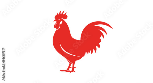 Red Rooster Standing Illustration Design.