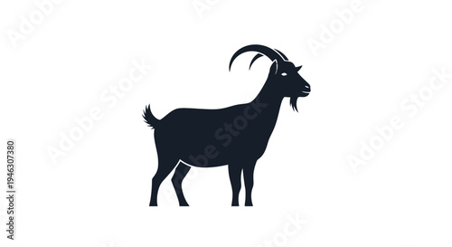 Black Silhouette of a Goat Standing.