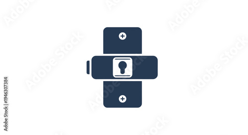 Simple Black Door Lock Icon Illustration.