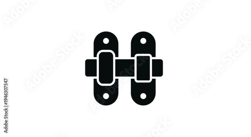 Black Hinge Isolated on White Background.