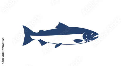 Blue Salmon Fish Illustration Simple Design.