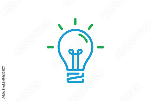A blue lightbulb with green lines.