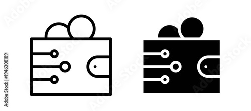 Cryptocurrency wallet icon in black color for website or app.