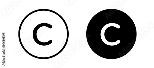 Copyright icon in black color for website or app.