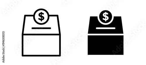 Donations icon in black color for website or app.