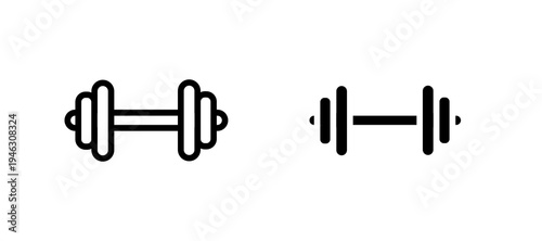 Dumbbell icon in black color for website or app.