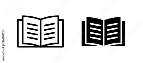E-book icon in black color for website or app.
